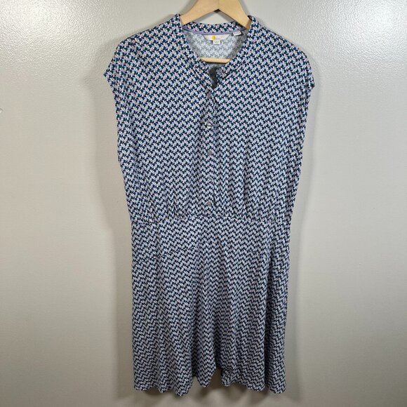 Boden Easy Jersey Shirt Dress Size 16/18 R Purple Green Preppy Twee Work Office - Picture 1 of 8